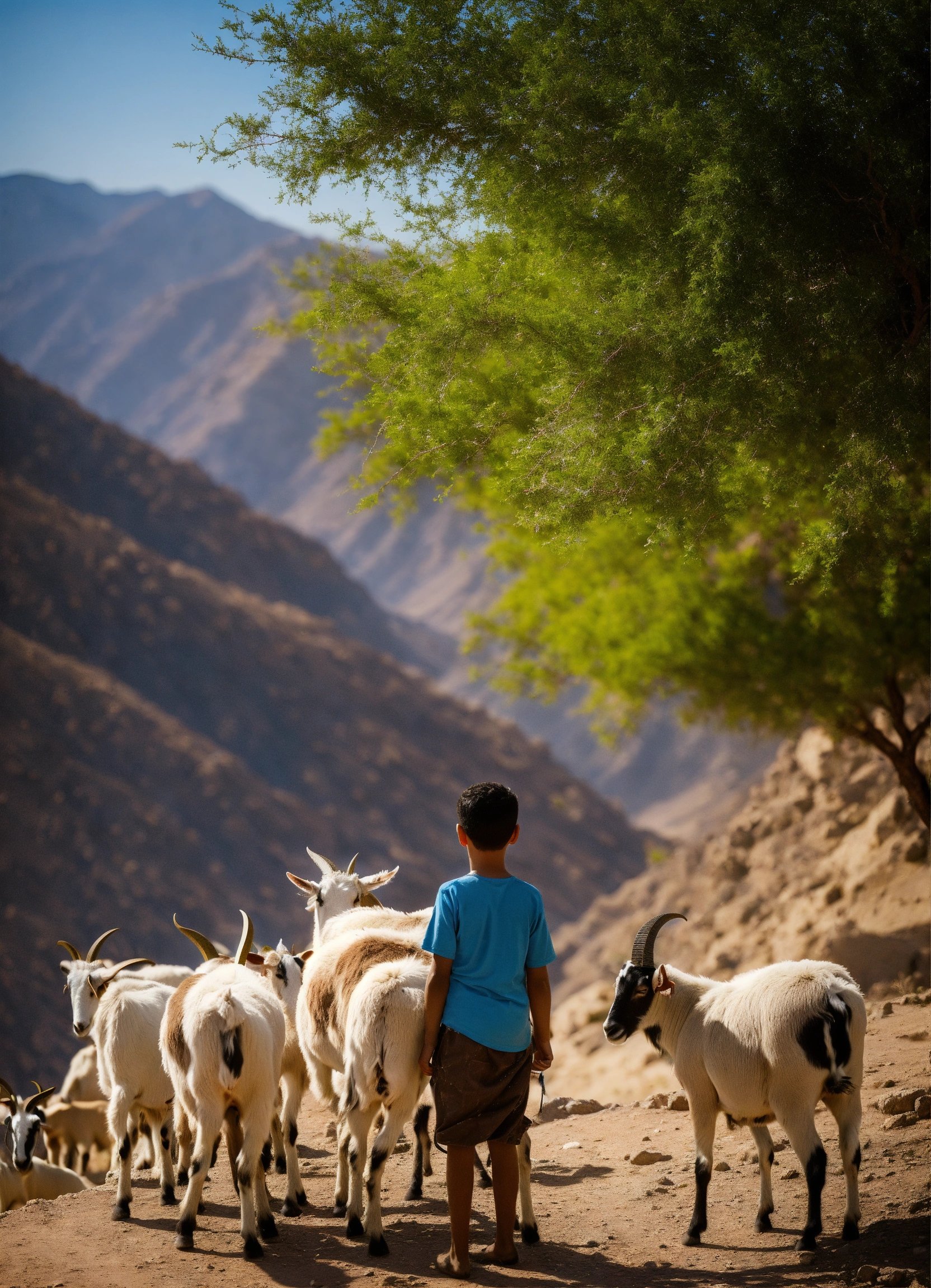 boy with his goats on the mountains of sultanate
